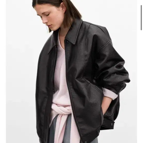 [BUNJANG] Atelier Nine Oversized Leather Snap Button Blouson Deep Brown / 아뜰리에나인 오버핏 레더 스냅 버튼 블루종 딥브라운