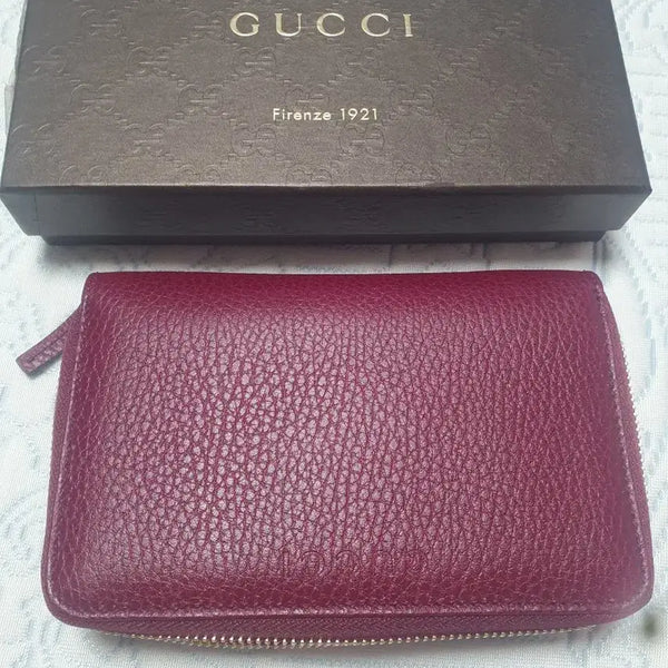 [BUNJANG] Gucci Zipper Medium Wallet Burgundy / 구찌 지퍼 중지갑 버건디