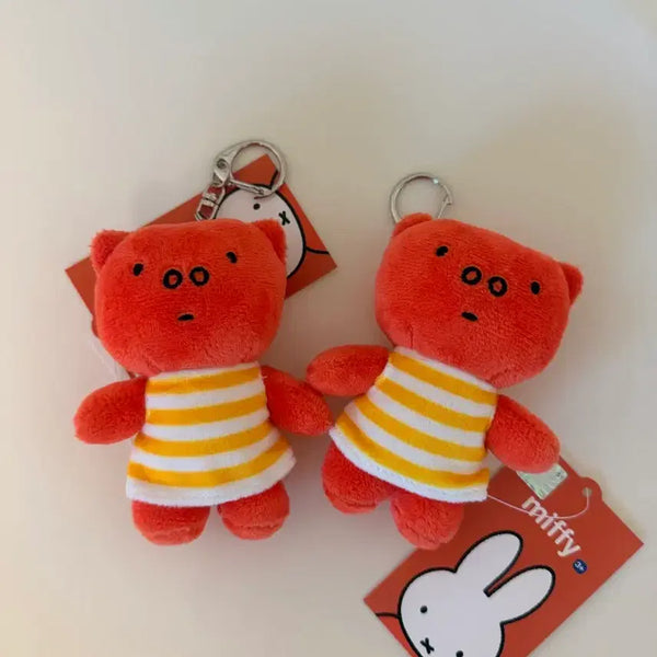 [BUNJANG] Miffy Orange Stripe Character Doll Keychain / 미피 오렌지 스트라이프 캐릭터 인형 열쇠고리
