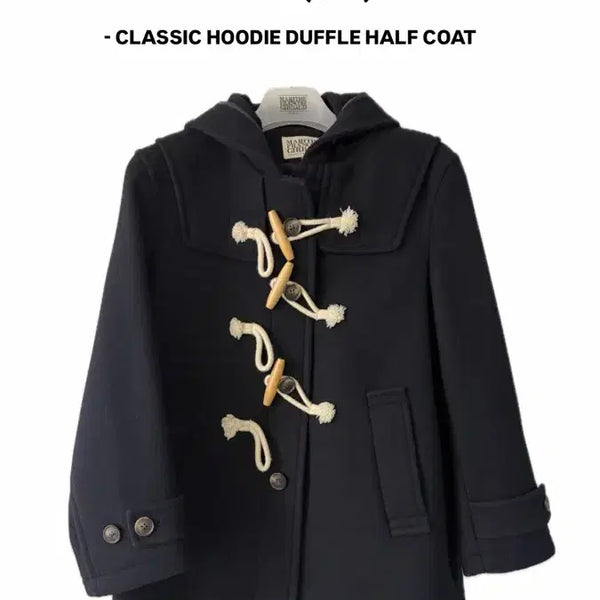 [BUNJANG] Marithe Classic Hoodie Duffle Half Coat Dark Navy / MARITHE 마리떼 더플하프코트 떡볶이코트 | CLASSIC HOODIE DUFFLE HALF COAT