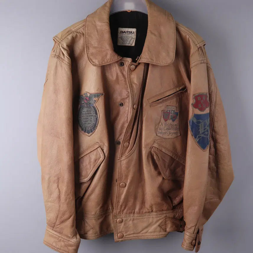 [BUNJANG] Batsu 90s Leather Flight Jacket (F) / 90s BATSU(바츠) 빈티지 가죽 플라이트 자켓 (F)