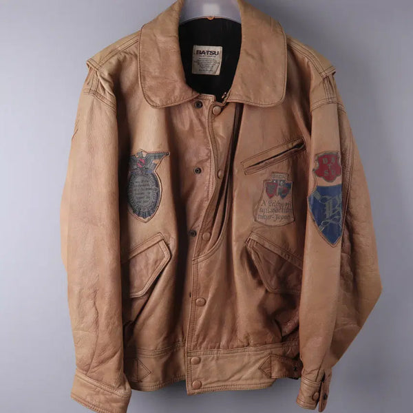 [BUNJANG] Batsu 90s Leather Flight Jacket (F) / 90s BATSU(바츠) 빈티지 가죽 플라이트 자켓 (F)