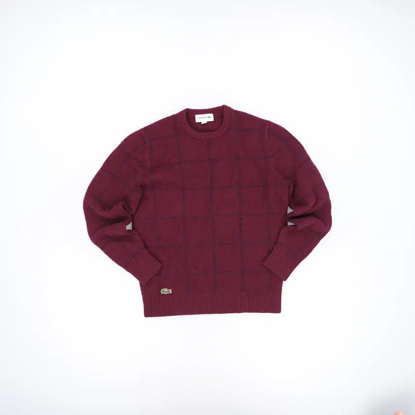 [BUNJANG] Lacoste Women's Checked Knit Sweater / M 라코스테 여성 체크 니트 0831H