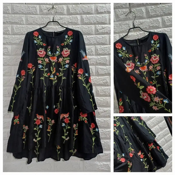 [BUNJANG] Black Embroidered Dress / 블랙 자수 원피스