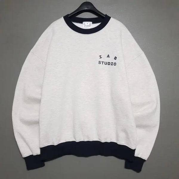 [BUNJANG] IAB Studio Sweatshirt Oatmeal Navy M / M) 아이앱 스튜디오 스웨트셔츠 맨투맨 오트밀 네이비