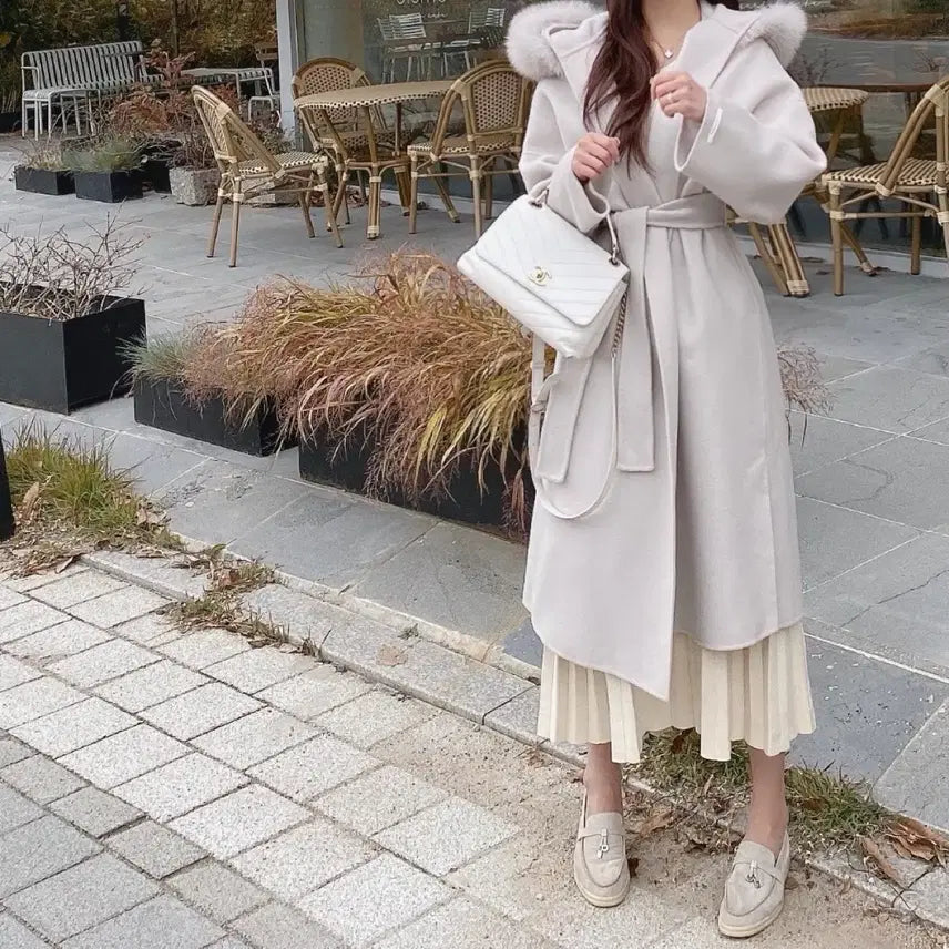 [BUNJANG] Yoonjoo Closet Fox Fur Handmade Coat / 윤주옷장 폭스 핸드메이드 코트