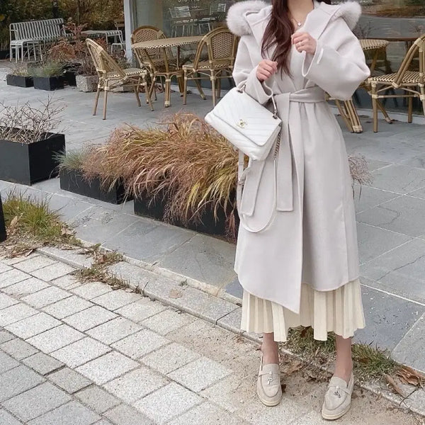 [BUNJANG] Yoonjoo Closet Fox Fur Handmade Coat / 윤주옷장 폭스 핸드메이드 코트