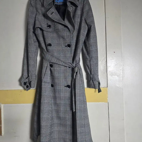 [BUNJANG] ABFZ Check Double-Breasted Coat / 66...  ABFZ 체크 더블 코트.  봄.가을. 상태좋아요.