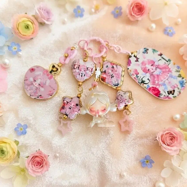 [BUNJANG] Pink Skull Charm Keychain / 핑크 스컬 키링