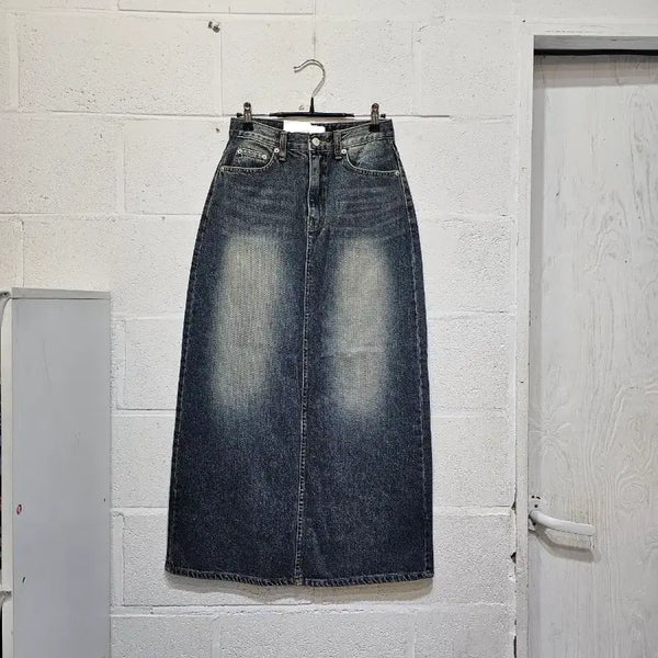 [BUNJANG] Washing Medium Blue Long Skirt / S사이즈 뒷트임 워싱 중청 롱스커트(679)