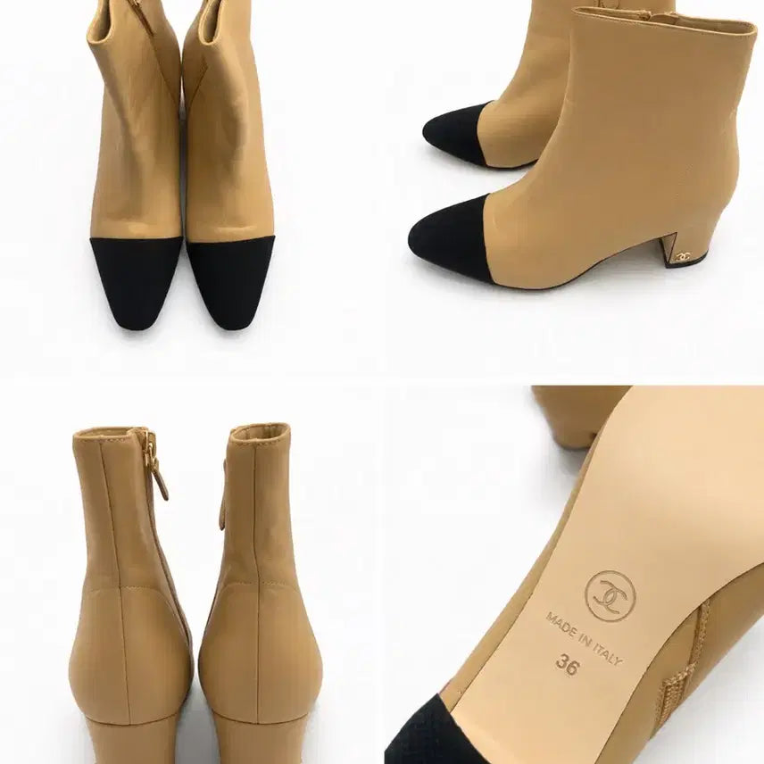[BUNJANG] Chanel Ankle Boots Beige Black Size 36 / 샤넬 앵클 부츠 베이지 블랙