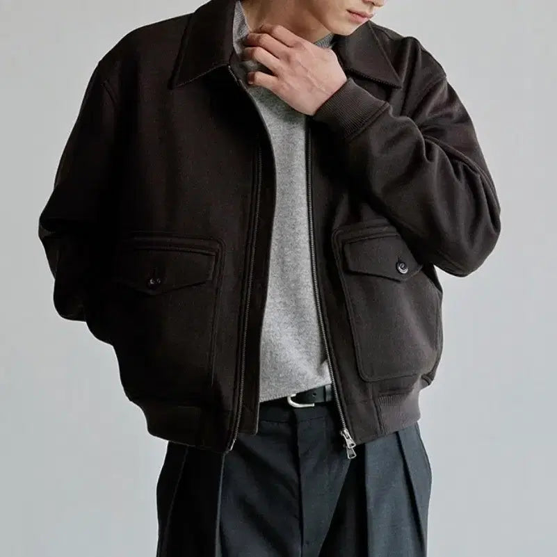 [BUNJANG] Union Blue Duet Pocket Wool Blouson Brown L / 유니온블루 듀엣포켓 울 블루종 브라운 L