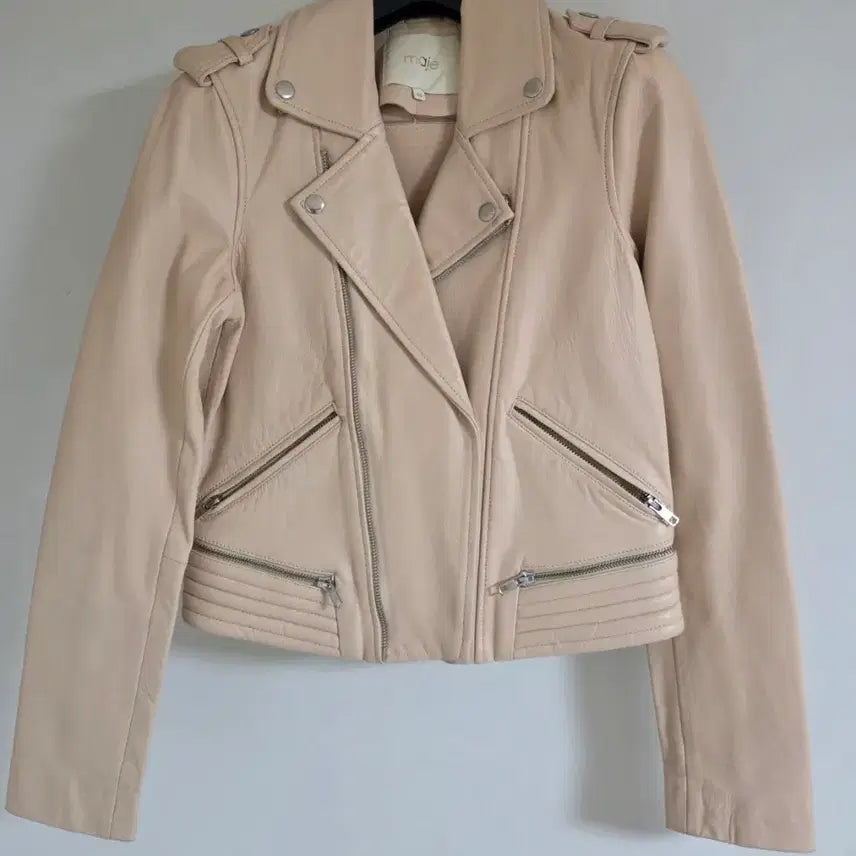 [BUNJANG] Maje Leather Jacket Beige / 현대백화점 구입 마쥬 가죽 자켓 베이지 44~작55  정품