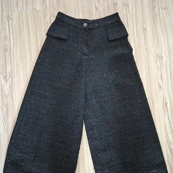 [BUNJANG] Black Tweed Wide Pants / 블랙 트위드 와이드 팬츠