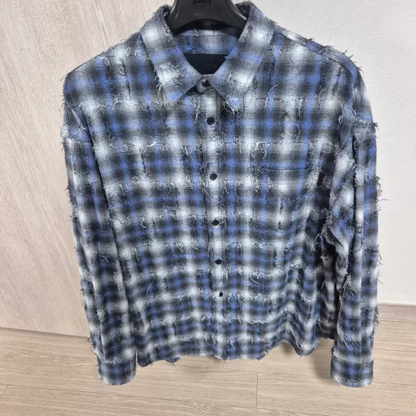 [BUNJANG] Juun.J Grid Blue Shirt / 준지 그리드블루 46사이즈