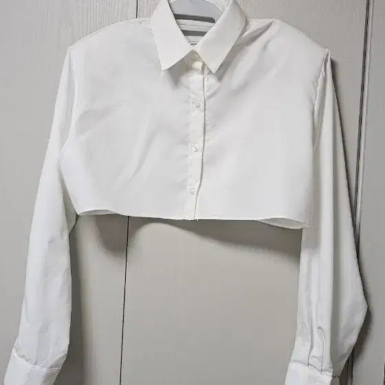 [BUNJANG] White Cropped Shirt / 크롭 셔츠 화이트