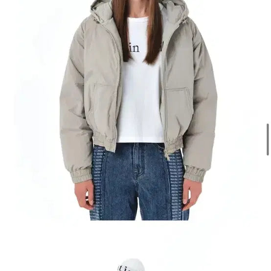 [BUNJANG] Matinkim Cropped Hooded Down Jacket Beige / 마뗑킴 크롭 후드 다운 자켓 베이지