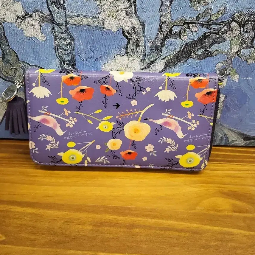 [BUNJANG] Purple Floral Pattern Women's Wallet with Tassel / 보라색 꽃무늬 지갑