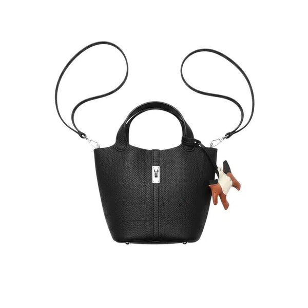 [BUNJANG] Texsa Black Leather Crossbody Bag / 텍새 블랙 가죽 레더 크로스백