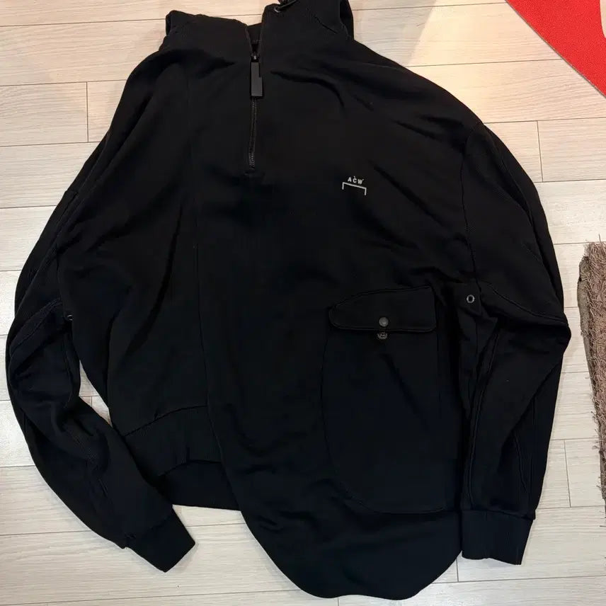 [BUNJANG] A-COLD-WALL Black Asymmetrical Half-Zip Hoodie / A-COLD-WALL 어콜드월 블랙 하프집업 후드