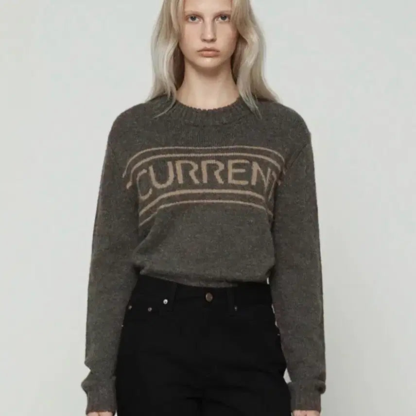 [BUNJANG] CURRENT Graphic Knit Grey / CURRENT 그래픽 니트 그레이