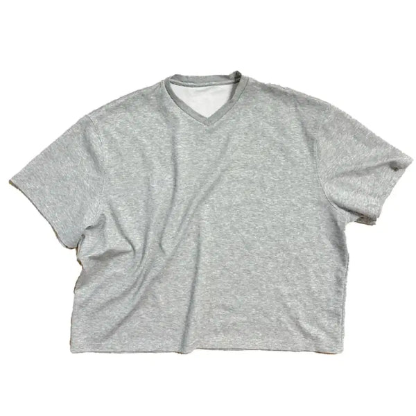 [BUNJANG] Non-node Cropped V-Neck Sweater Grey / 논노드 크롭 브이넥 그레이 (2)
