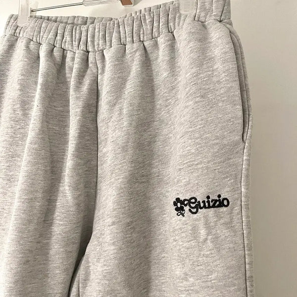 [BUNJANG] Daniel Guizo Mélange Grey Sweatpants Flower Logo / 새상품 다니엘 귀조 멜란지 그레이 스웻 팬츠 플라워 로고 타입 바지