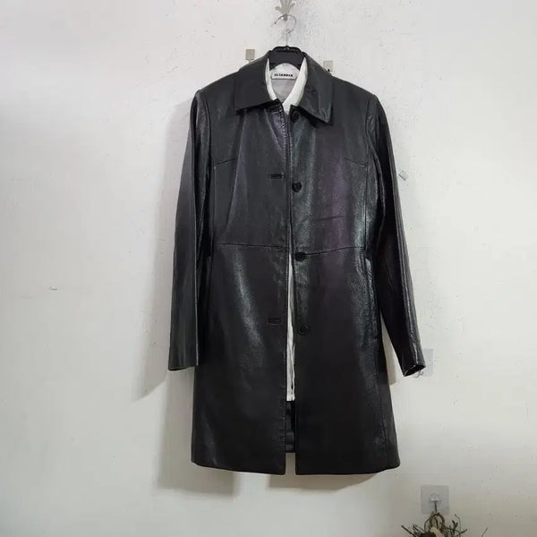 [BUNJANG] Black Leather Coat / 블랙 가죽 코트55