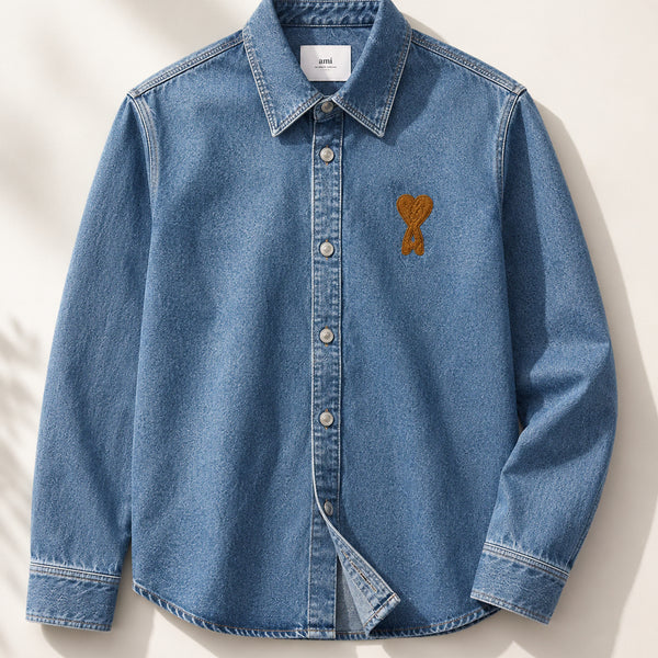 [BUNJANG] AMI Paris Big Logo Oversized Denim Shirt / (정품 무료배송) 아미 빅로고 오버 데님셔츠