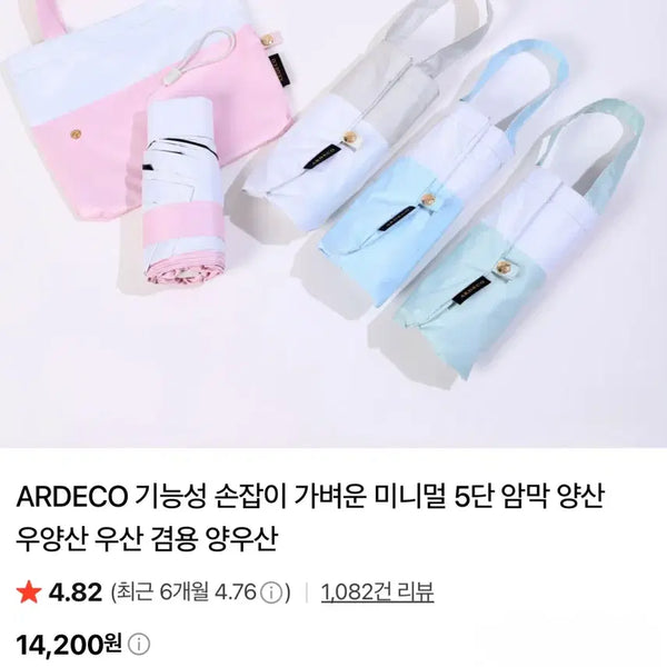 [BUNJANG] Ardeco 5-Section Automatic Blackout Parasol & Umbrella - Light Pink (Unused) / 아르데코 5단 암막 양산, 우양산 (미사용 제품)