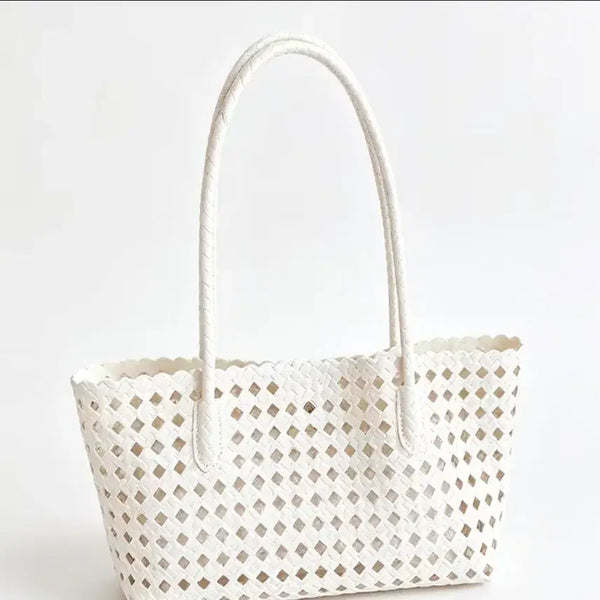 [BUNJANG] White Punching Tote Bag with Pouch / 화이트 펀칭 토트백+파우치