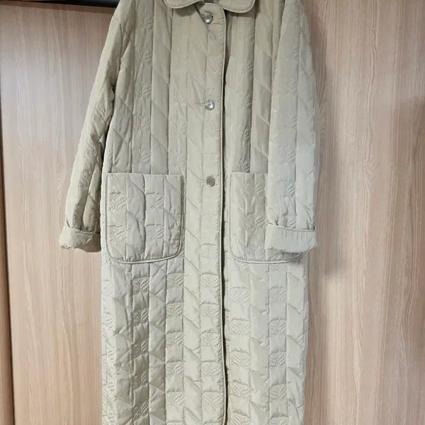 [BUNJANG] Sandro Quilted Long Padding (Beige) / 산드로 퀼팅롱패딩