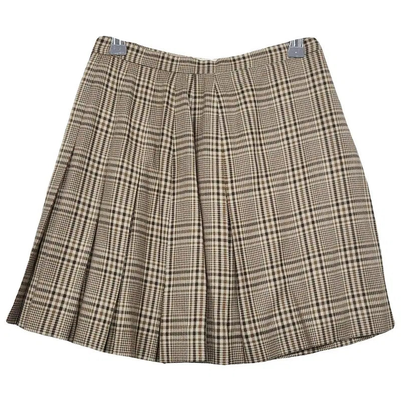 [BUNJANG] Time Check Brown Skirt (Size 64-94) / 타임 체크 브라운 스커트 64-94