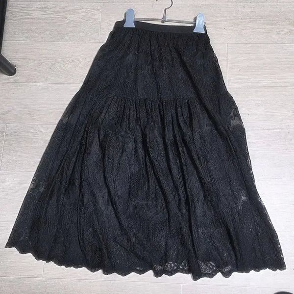 [BUNJANG] Gothic Black Lace Long Skirt / [고딕] 고딕풍 양지뢰 공겜여주깔 블랙 레이스 롱 스커트