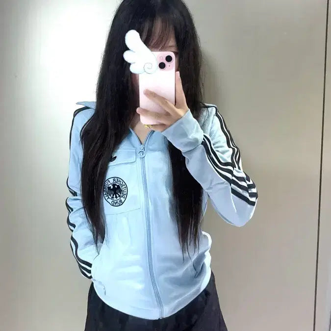 [BUNJANG] Adidas Sky Blue Vintage Track Jacket / 아디다스 하늘 져지 빈티지