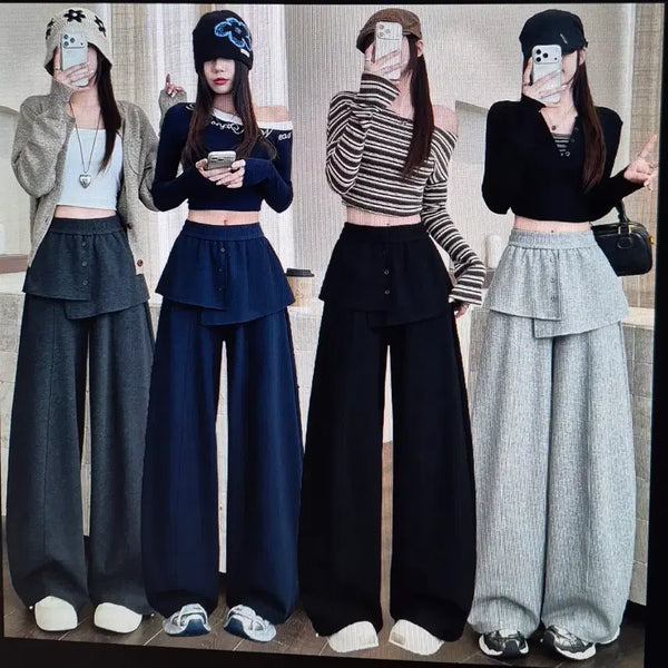 [BUNJANG] Layered Skirt Pants (4 Colors) / (해외배송)붙어있는 레이어드 스커트 바지 (4color)