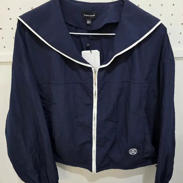 [BUNJANG] Plastic Island Navy Sailor Collar Windbreaker Jacket / 플라스틱 아일랜드 네이비 윈드브레이커
