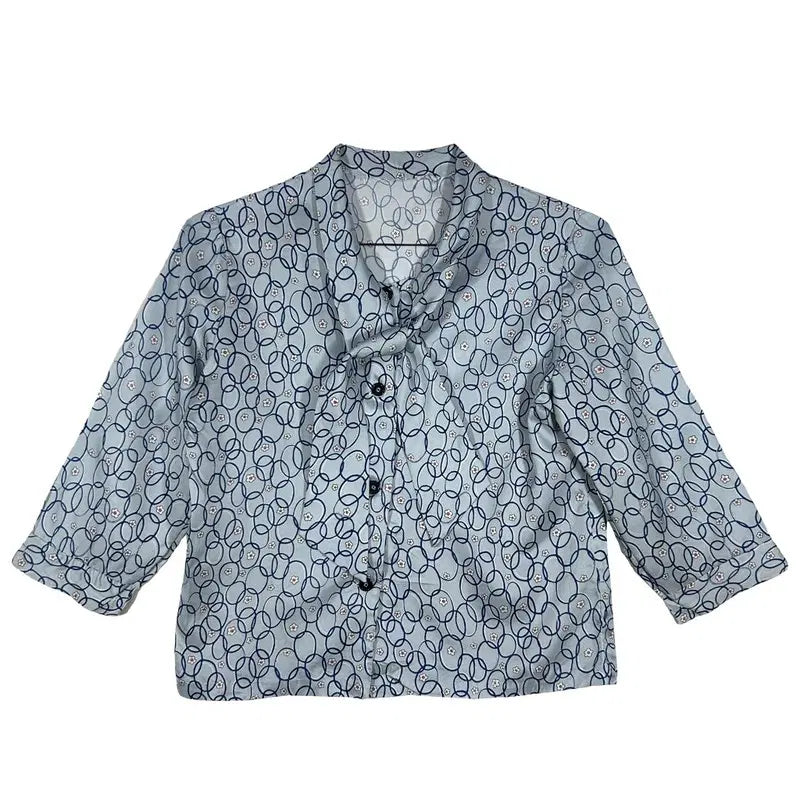 [BUNJANG] Light Blue Ribbon Neck Blouse [M] / 라이트 블루 리본넥 블라우스 [M]