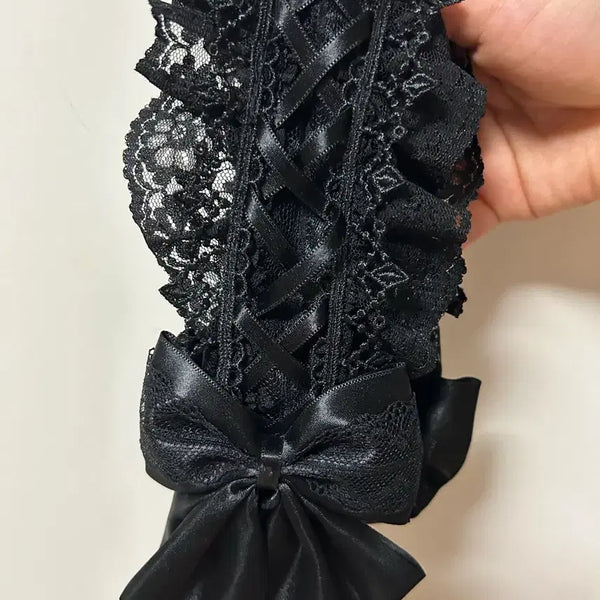 [BUNJANG] Black Lace Ribbon Headband / 블랙 레이스 헤도레 머리장식