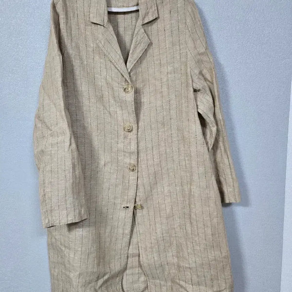 [BUNJANG] Kind Stripe Linen Casual Coat / kind 스트라이프 캐쥬얼 린넨 코트 66~77