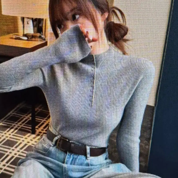 [BUNJANG] Half Turtleneck Long Sleeve Knit (7 Colors) / (해외배송) 하프 터들넥 긴팔 니트 7컬러