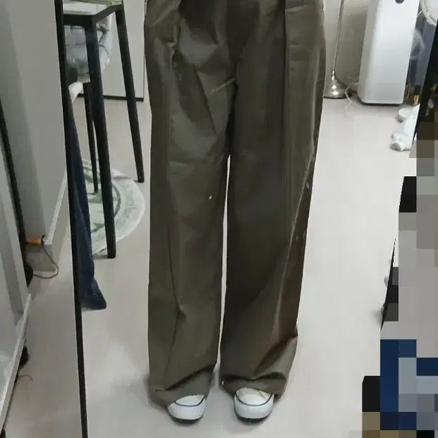 [BUNJANG] Khaki Wide Cotton Pants / 와이드면바지