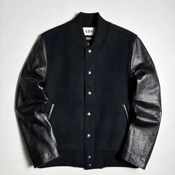 [BUNJANG] LOFI Insulate Leather Sleeve Stadium Jacket / 로파이 LOFI 신슐레이트 레더 슬리브 스타디움 자켓 R3674