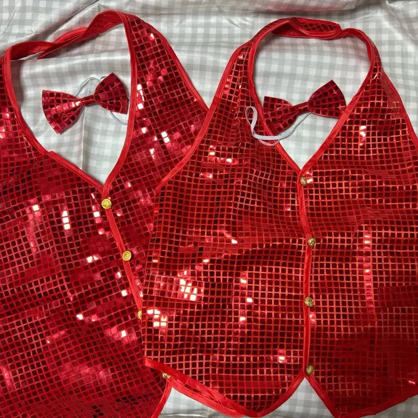 [BUNJANG] Sparkly Waiter Vest and Bow Tie Set / 반짝이 웨이터조끼와 나비넥타이 세트