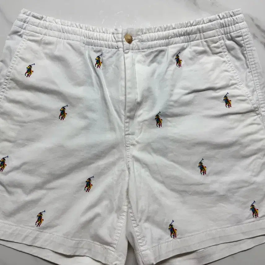 [BUNJANG] Polo Ralph Lauren Pattern Shorts White / 폴로 랄프로렌  폴로 패턴 반바지 화이트
