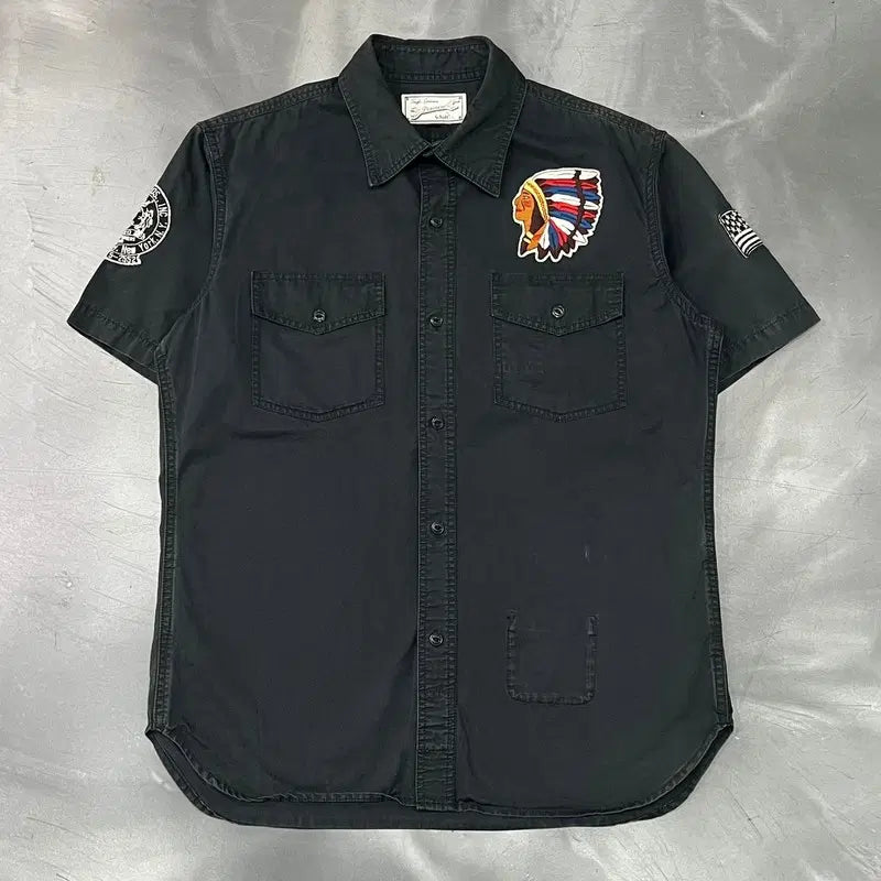 [BUNJANG] Schott Patchwork Half Shirt / 쇼트 인디언 패치워크 하프셔츠 y19097