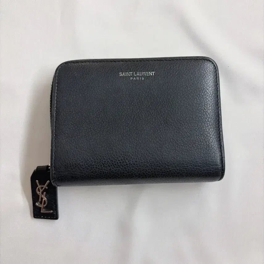 [BUNJANG] Saint Laurent Rive Gauche Compact Zipper Wallet Black / 생로랑 리브 고쉬 컴팩트 지퍼 반지갑 블랙