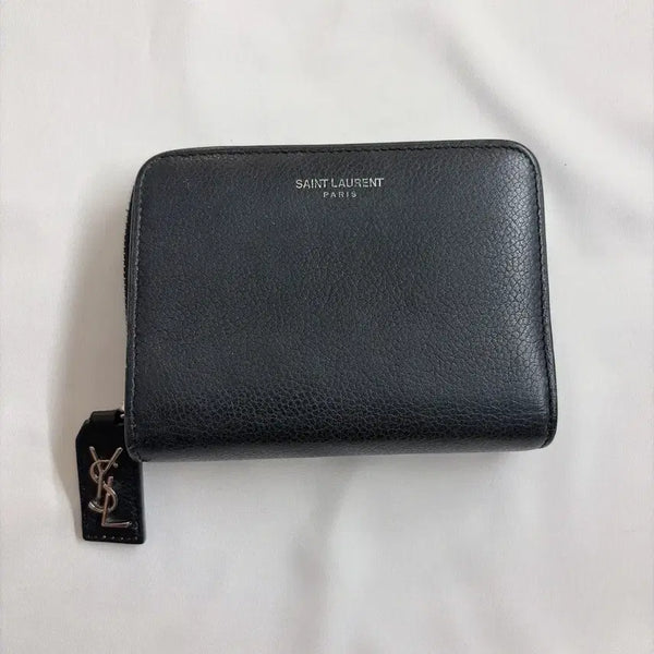 [BUNJANG] Saint Laurent Rive Gauche Compact Zipper Wallet Black / 생로랑 리브 고쉬 컴팩트 지퍼 반지갑 블랙
