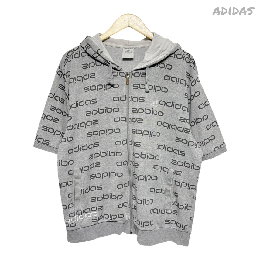 [BUNJANG] Adidas Grey Logo Half Zip Hoodie / 4194 아디다스 그레이 로고 반팔 후드집업