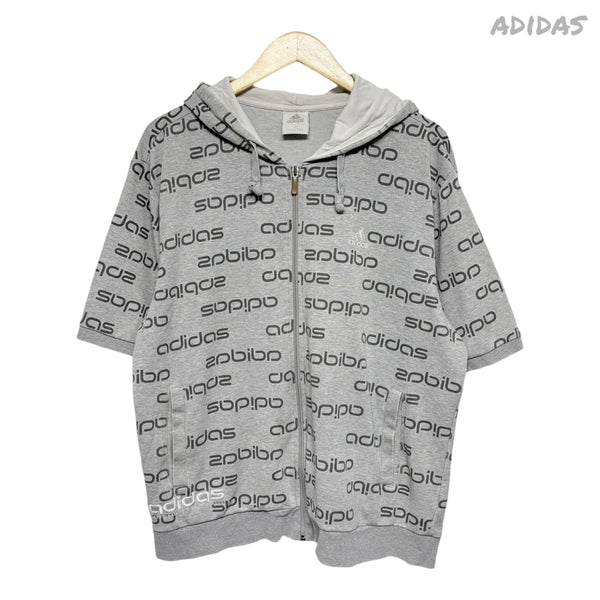 [BUNJANG] Adidas Grey Logo Half Zip Hoodie / 4194 아디다스 그레이 로고 반팔 후드집업